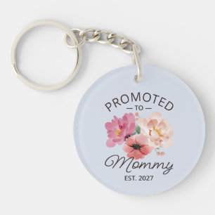 Promoted To Mommy Est 2027 New Mom Announcement VI Keychain