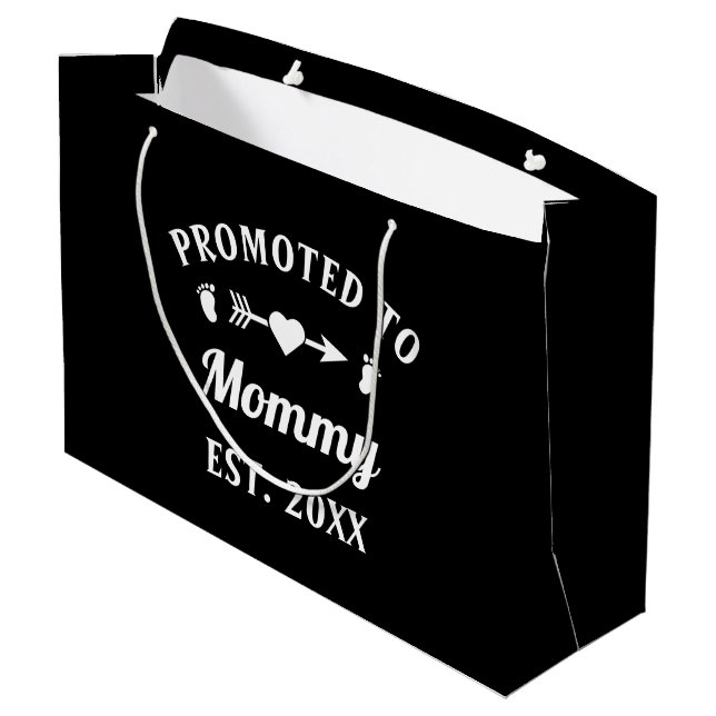 Promoted To Mommy Motherhood Mother's Day Large Gift Bag (Back Angled)