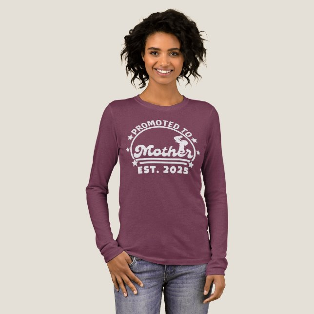 Promoted to Mother Est. 2025 – New Mom Pregnancy Tri-Blend Shirt (Full Front)