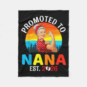 Promoted To Nana Est 2026 Strong Grandma Wer Retro Fleece Blanket