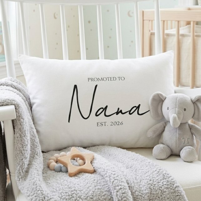 Promoted To Nana Soft Keepsake Script Lumbar Pillow (Creator Uploaded)