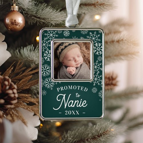 Promoted to Nanie  Baby Photo Grandma Christmas Ornament