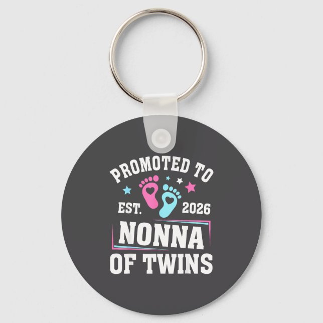 Promoted To Nonna Est 2026 Of Twins Gender Reveal  Keychain (Front)