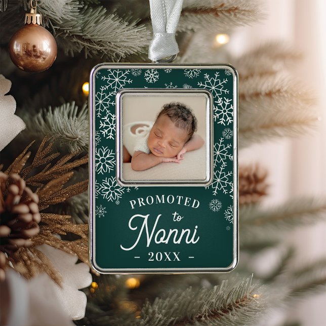 Promoted to Nonni | Baby Photo Grandma Christmas Ornament (Creator Uploaded)