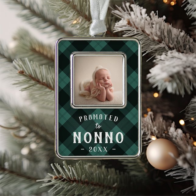 Promoted to Nonno | Baby Photo Grandpa Christmas Ornament (Creator Uploaded)