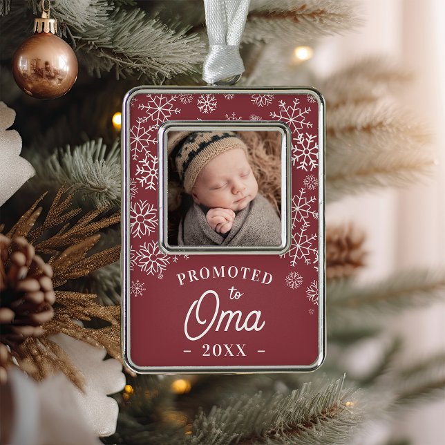 Promoted to Oma | Baby Photo Grandma Christmas Ornament (Creator Uploaded)