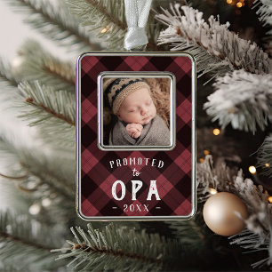 Promoted to Opa   Baby Photo Grandpa Christmas Ornament