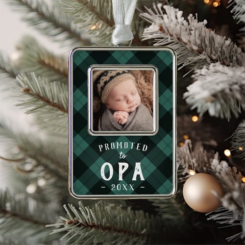 Promoted to Opa  Baby Photo Grandpa Christmas Ornament