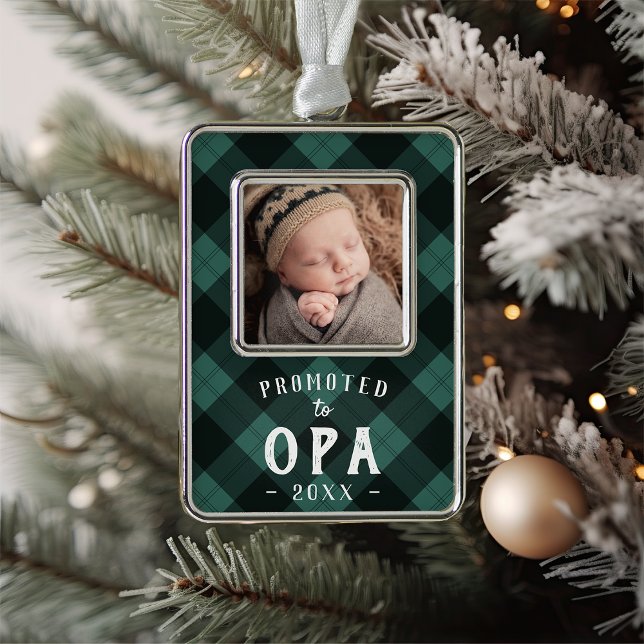 Promoted to Opa | Baby Photo Grandpa Christmas Ornament (Creator Uploaded)