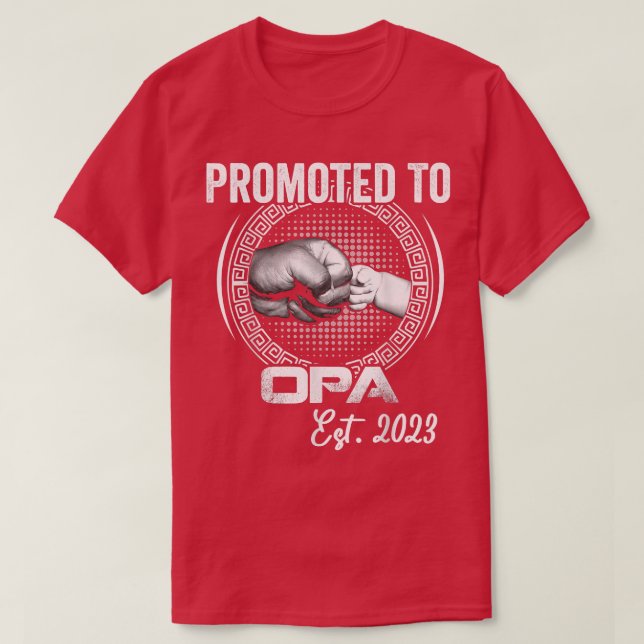 Promoted to Opa Est 2023 Funny Pregnancy Announcem T-Shirt (Design Front)