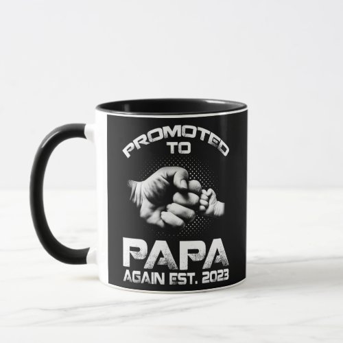 Promoted To Papa Again Est 2023 Funny Fathers Day Mug