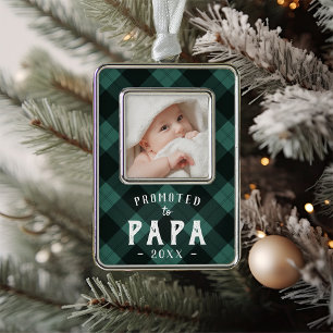 Promoted to Papa Baby Photo Grandpa Christmas Ornament