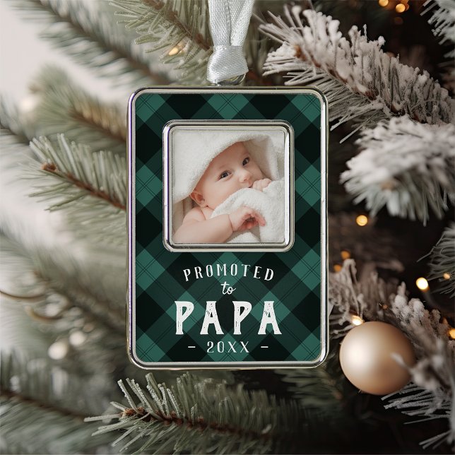 Promoted to Papa | Baby Photo Grandpa Christmas Ornament (Creator Uploaded)