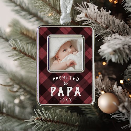 Promoted to Papa  Baby Photo Grandpa Christmas Ornament