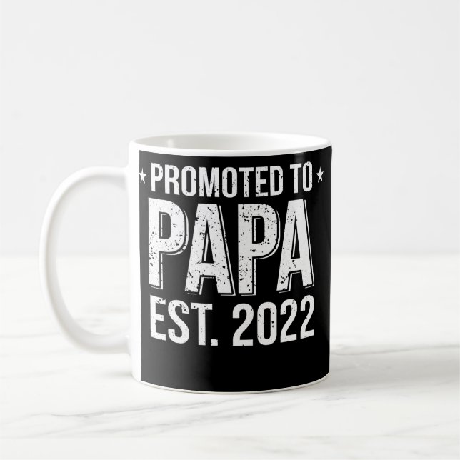 Promoted To Papa Est 2022 Dad Birthday Father's Coffee Mug (Left)