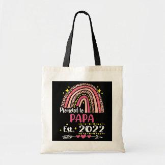 Promoted To Papa Est 2022 Leopard Rainbow Tote Bag