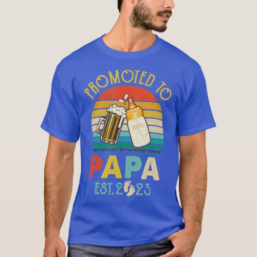 Promoted To Papa Est 2023 Vintage New Fathers Day  T_Shirt