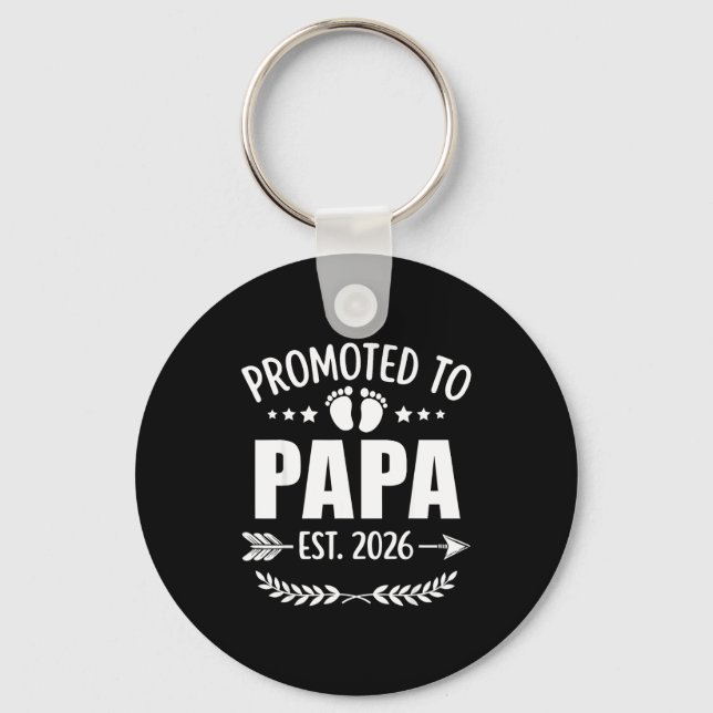 Promoted To Papa Est 2026 New Grandpa Pregnancy An Keychain (Front)