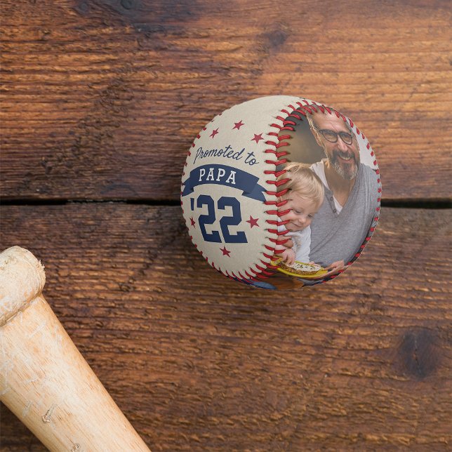 Promoted to Papa | New Grandfather Photo Baseball (Creator Uploaded)