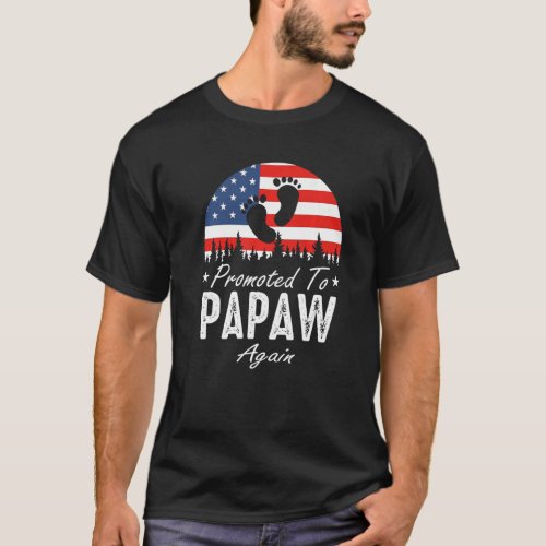 Promoted To Papaw Again 2024 US Flag Fathers Day  T_Shirt