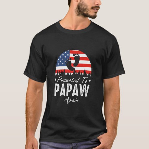 Promoted To Papaw Again 2024 US Flag Fathers Day  T_Shirt