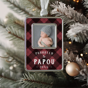 Promoted to Papou   Baby Photo Grandpa Christmas Ornament