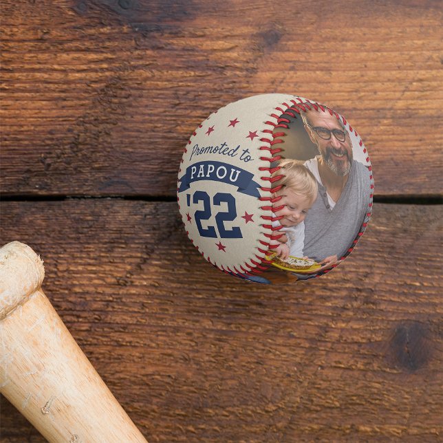 Promoted to Papou | New Grandfather Photo Baseball (Creator Uploaded)