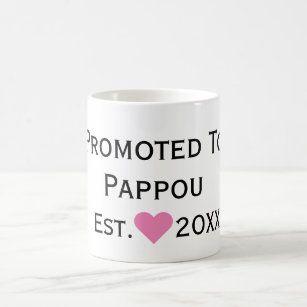 Promoted To Pappou Black & Pink Mug