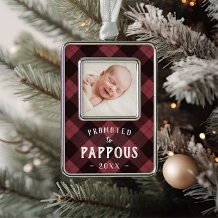 Promoted to Pappous   Baby Photo Grandpa Christmas Ornament