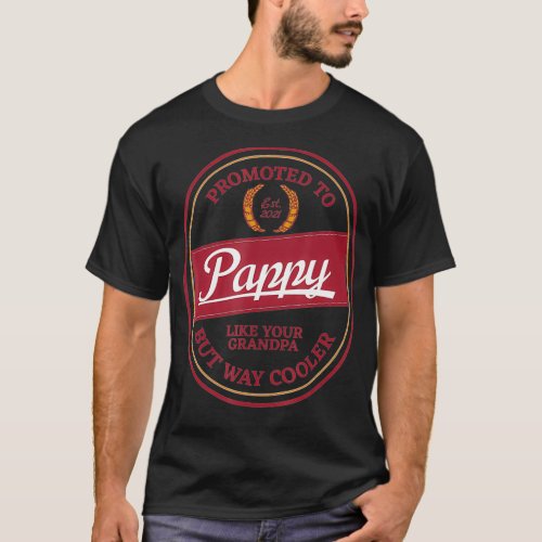 Promoted to Pappy 2021 Gift for New Grandpa T_Shirt