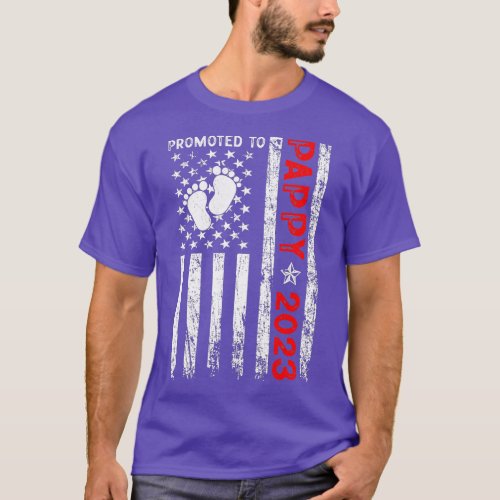 Promoted To Pappy 2023 Retro American Flag Fathers T_Shirt