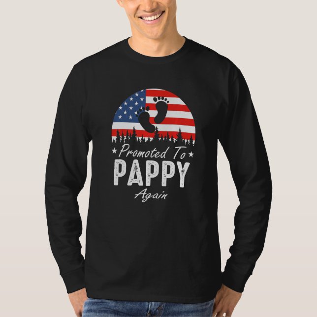 Promoted To Pappy Again 2024 US Flag Father's Day  T-Shirt (Front)