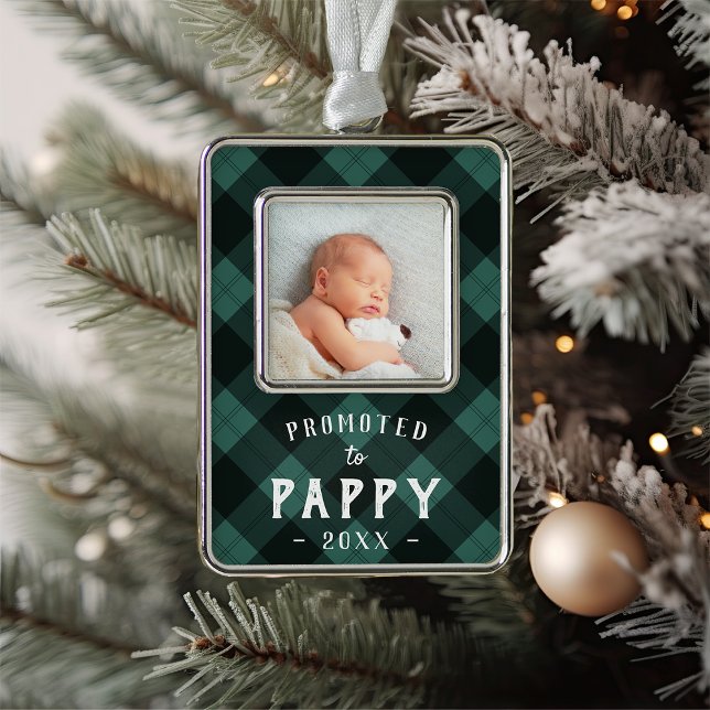 Promoted to Pappy | Baby Photo Grandpa Christmas Ornament (Creator Uploaded)
