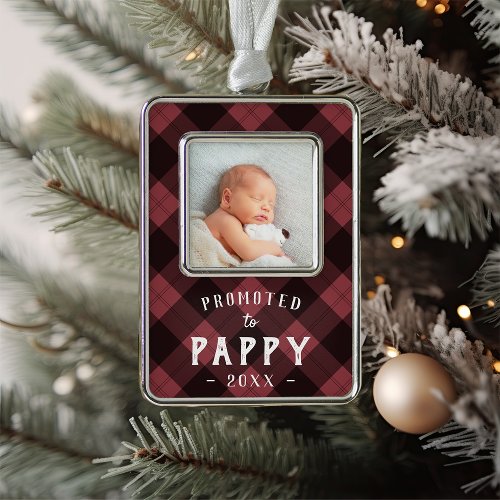 Promoted to Pappy  Baby Photo Grandpa Christmas Ornament