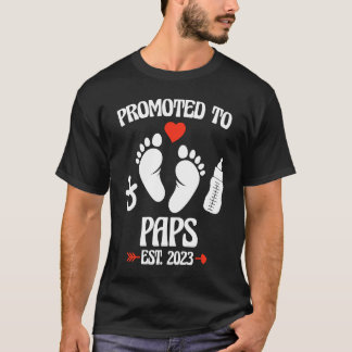 Promoted To Paps 2023 First Time New Grandpa Pregn T-Shirt
