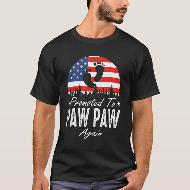 Promoted To Paw Paw Again 2024 US Flag Father's Da T-Shirt (Front)