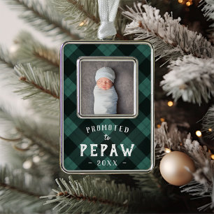 Promoted to Pepaw   Baby Photo Grandpa Christmas Ornament