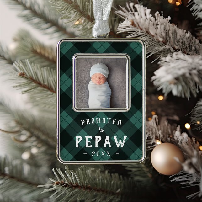 Promoted to Pepaw | Baby Photo Grandpa Christmas Ornament (Creator Uploaded)