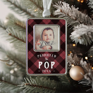 Promoted to Pop   Baby Photo Grandpa Christmas Ornament