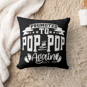 Promoted To Pop Pop Again Est 2024 Funny Grandpa Throw Pillow
