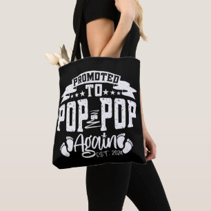 Promoted To Pop Pop Again Est 2024 Funny Grandpa Tote Bag
