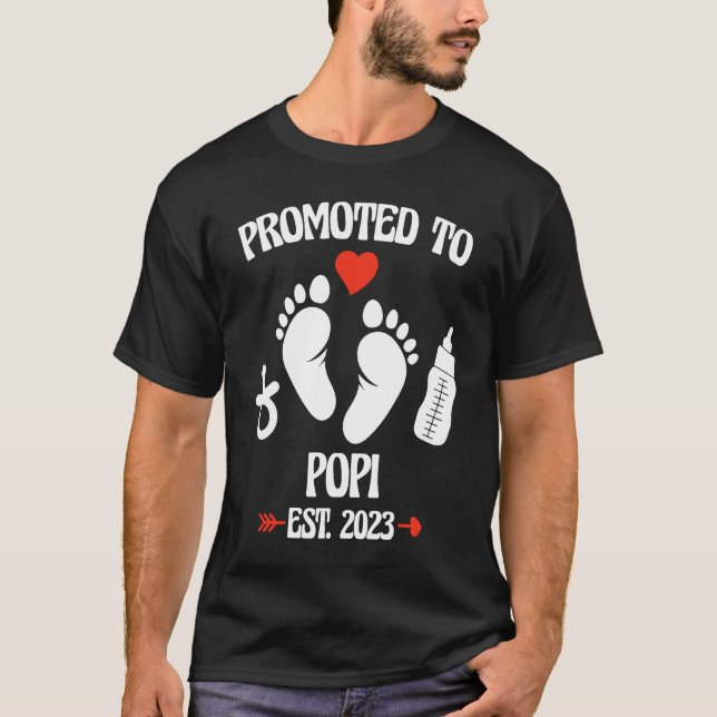Promoted To Popi 2023 First Time New Grandpa Pregn T-Shirt (Front)