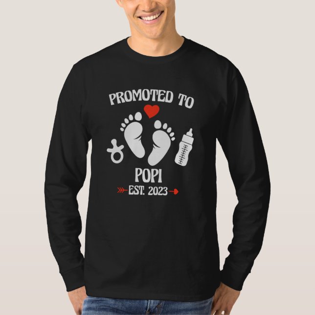 Promoted To Popi 2023 First Time New Grandpa Pregn T-Shirt (Front)