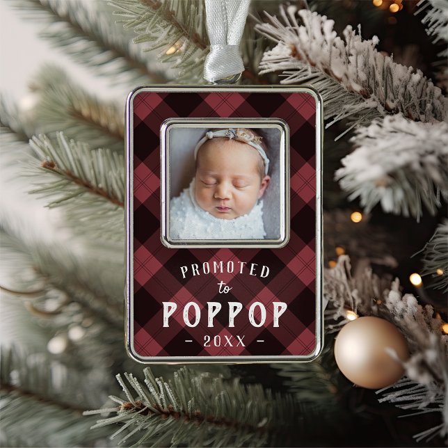 Promoted to Poppop | Baby Photo Grandpa Christmas Ornament (Creator Uploaded)