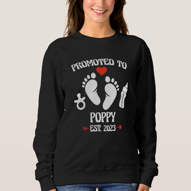 Promoted To Poppy 2023 First Time New Grandpa Preg Sweatshirt (Front)