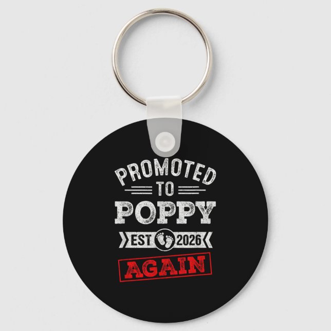 Promoted To Poppy Again 2026 Pregnancy Announcemen Keychain (Front)