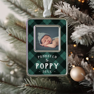 Promoted to Poppy Baby Photo Grandpa Christmas Ornament