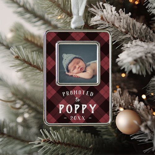 Promoted to Poppy  Baby Photo Grandpa Christmas Ornament