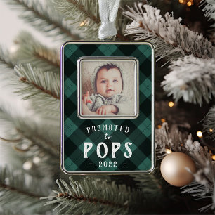 Promoted to Pops Baby Photo Grandpa Christmas Ornament