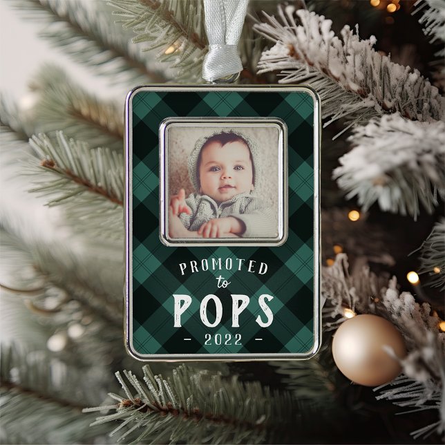 Promoted to Pops | Baby Photo Grandpa Christmas Ornament (Creator Uploaded)